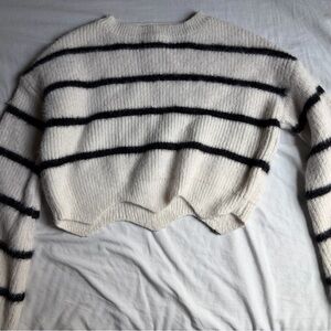 White cream and Black Striped Sweater